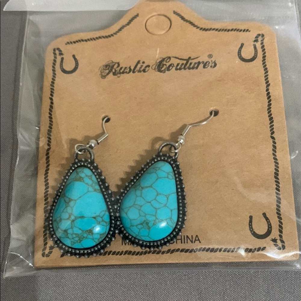 Blue Teardrop Earrings with Intricate Filigree